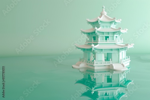 Wallpaper Mural A white building with a green roof is floating on the water Torontodigital.ca