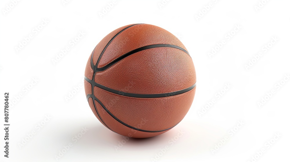Basketball ball isolated on white background. 3D illustration. Clipping path included.