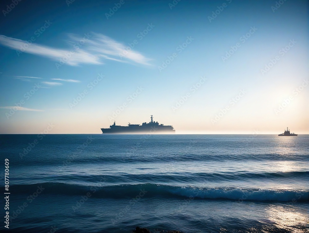 tanker at sunset