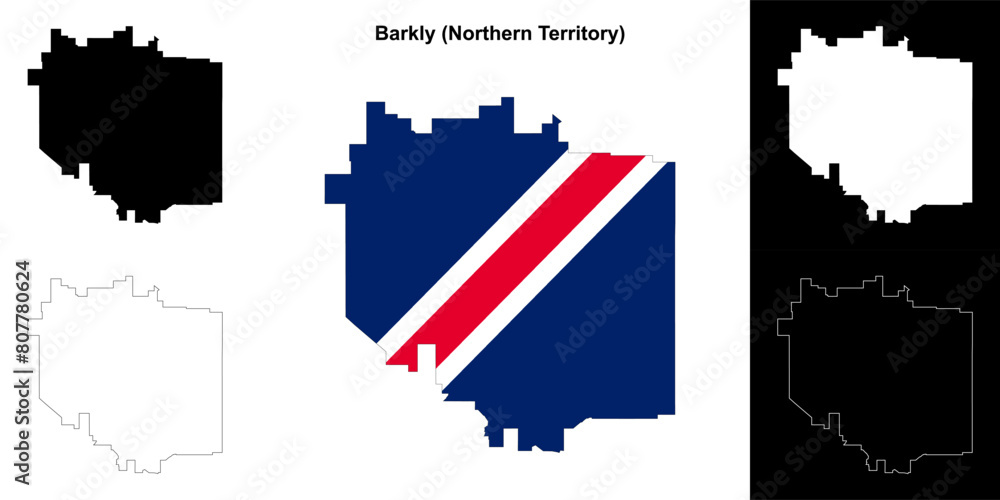 Obraz premium Barkly (Northern Territory) outline map set