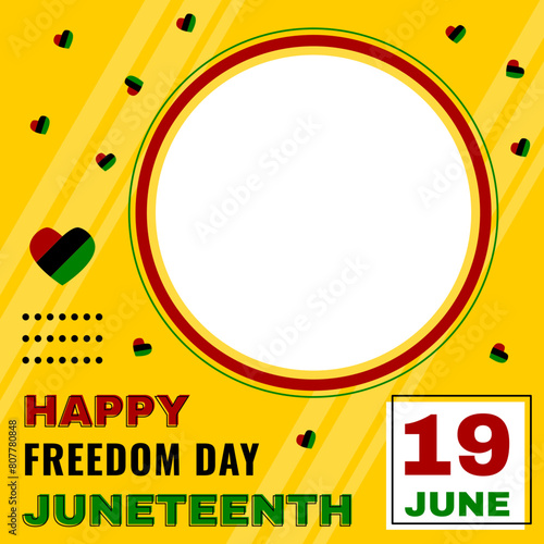Happy Freedom Day Juneteenth Abstract Image Design. Juneteenth Celebration Banner Image with heart icon for Social Media Campaign.