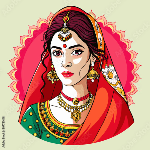 The Indian Bride's Resplendent Red Saree, Adorned with Exquisite Jewelry and Ornate Hairstyles, Indian bride ,Indian women , RED , sindhur, glow ,lengha,mehendi photo