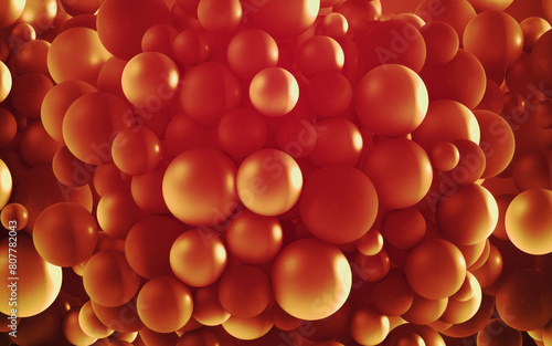 Abstract background of orange balls. 3d render, 3d illustration.