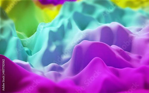 3d Illustration of colorful plastic, silicone, non glossy texture layers abstract background.
