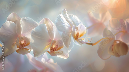 the ethereal beauty of an orchid in soft, diffused light, with its translucent petals and delicate fragrance evoking a sense of serenity and tranquility, making it a perfect subject for contemplation 