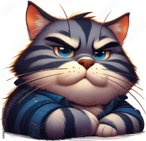 vector illustration of a red angry cartoon cat