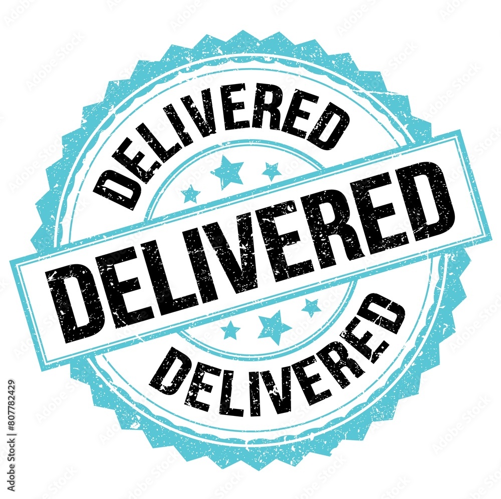 Obraz premium DELIVERED text on blue-black round stamp sign