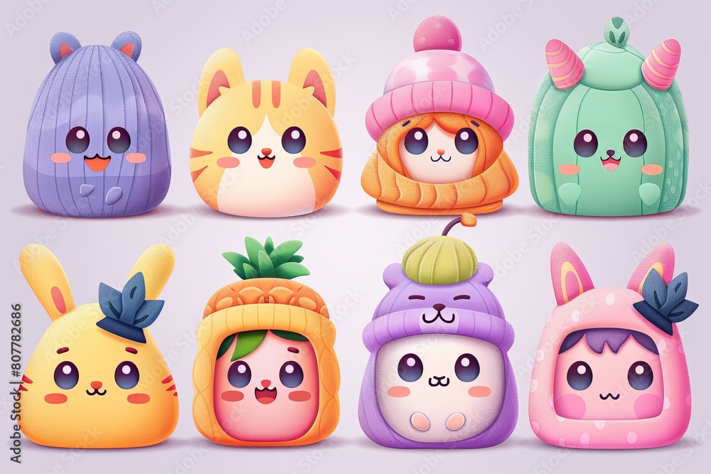 Whimsical Anime Delights: Expressive Clip Art Characters with Colorful Hair and Exaggerated Proportions Whimsical Anime Delights: Expressive Clip Art Characters with Colorful Hair and Exaggerated Proportions