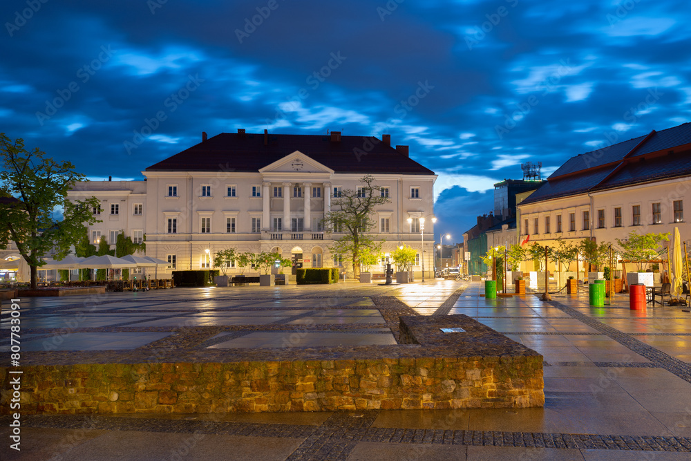 2023-05-15; City Hall in main square Rynek of Kielce, Poland