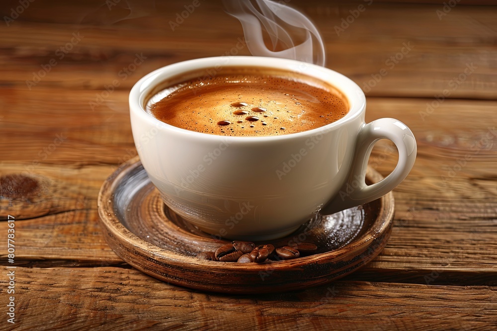 Steaming Cup of Coffee: Hyperrealistic Clipart with Swirling Steam Steaming Cup of Coffee: Hyperrealistic Clipart with Swirling Steam