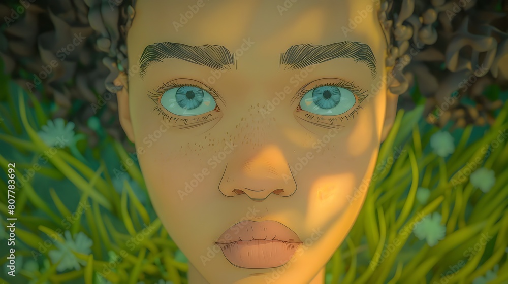 Captivating Close up of a Determined Young Person s Face Amid Nature s Embrace Captivating Close up of a Determined Young Person s Face Amid Nature s Embrace