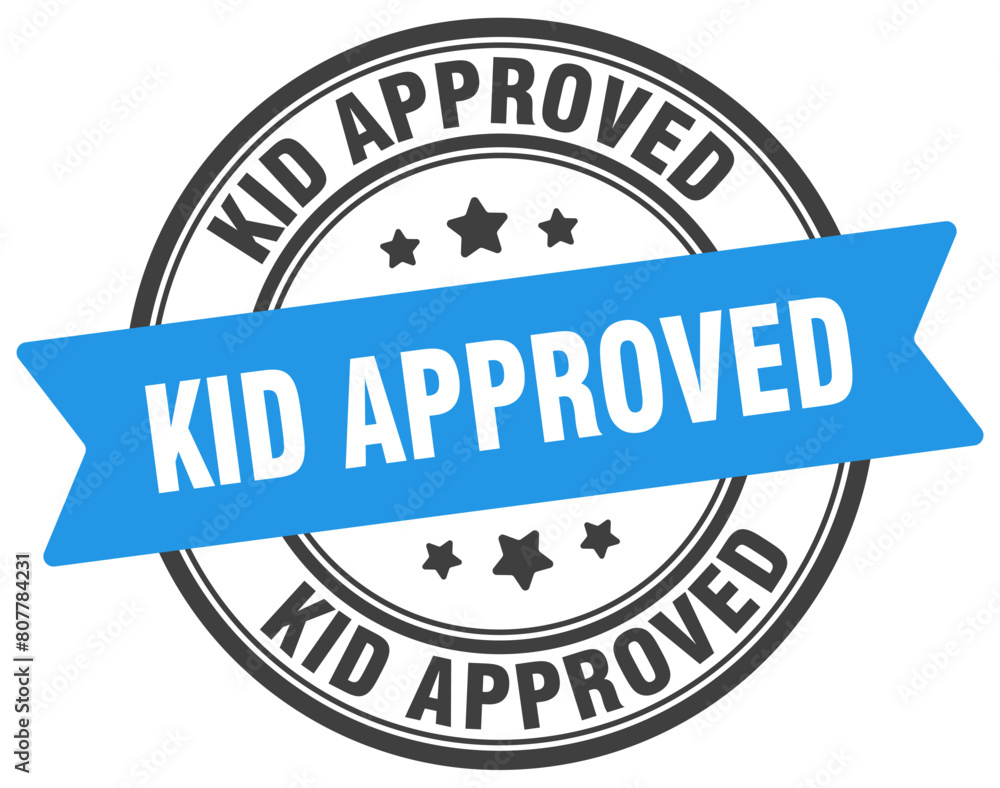 kid approved stamp. kid approved label on transparent background. round sign