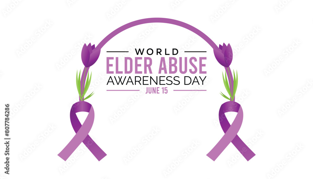 Fototapeta premium World Elder Abuse Awareness Day observed every year in June. Template for background, banner, card, poster with text inscription.