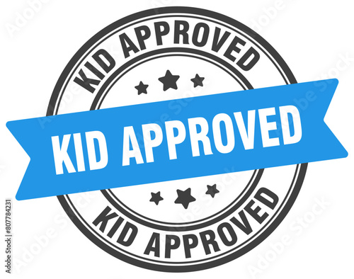 kid approved stamp. kid approved label on transparent background. round sign