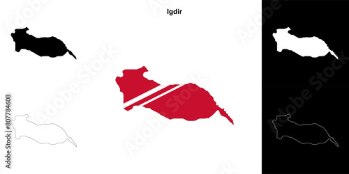 Igdir province outline map set photo