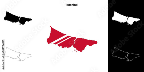 Istanbul province outline map set photo