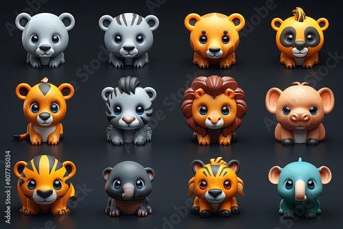 Zoo Animal 3D Icon Collection  Captivatingly Represented Creature Variety
