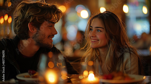 Man and Woman Dining at Restaurant Table