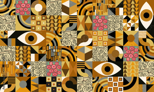 pattern style of klimt and bauhaus poster