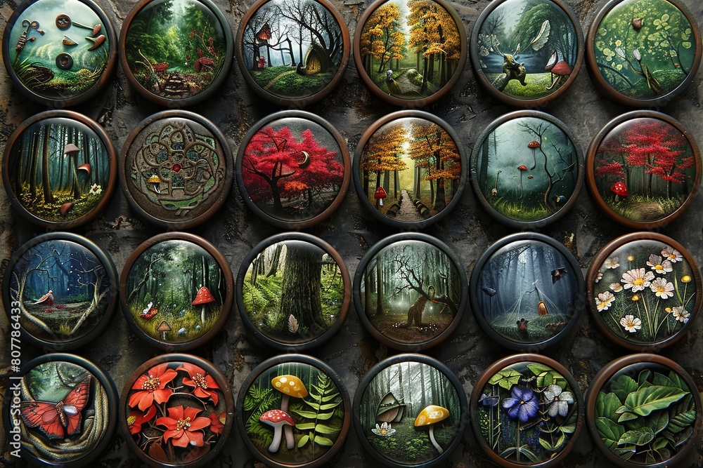 Enchanted Forest Whimsical Icons: A Magical Set of Illustrations Enchanted Forest Whimsical Icons: A Magical Set of Illustrations