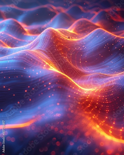 Closeup of a pulsating energy field of neon colors