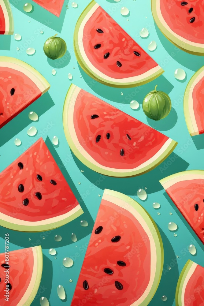 Attractive pattern of watermelon slices for the background Attractive pattern of watermelon slices for the background