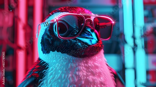 Penguin and sunglasses. Imagin design and Generate photo