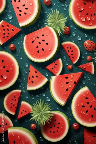 Attractive pattern of watermelon slices for the background