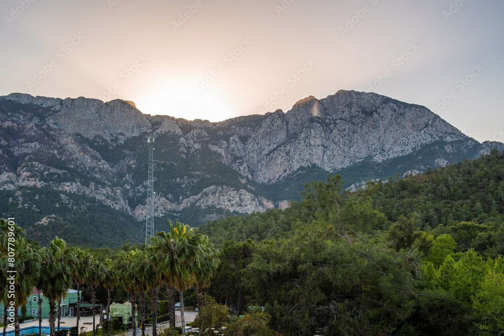 Sunset over a mountain in Turkey near the city of Kemer Sunset over a mountain in Turkey near the city of Kemer