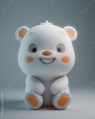 Cartoon Bear in 3D Illustration  Gentle and Smiling Character for Kids  Playful and Whimsical Design