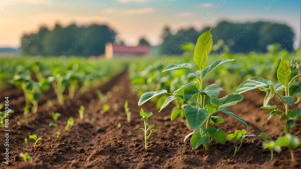 soybean development on a farm against a backdrop of greenery. farming plant sowing growing step-by-step soybean development on a farm against a backdrop of greenery. farming plant sowing growing step-by-step