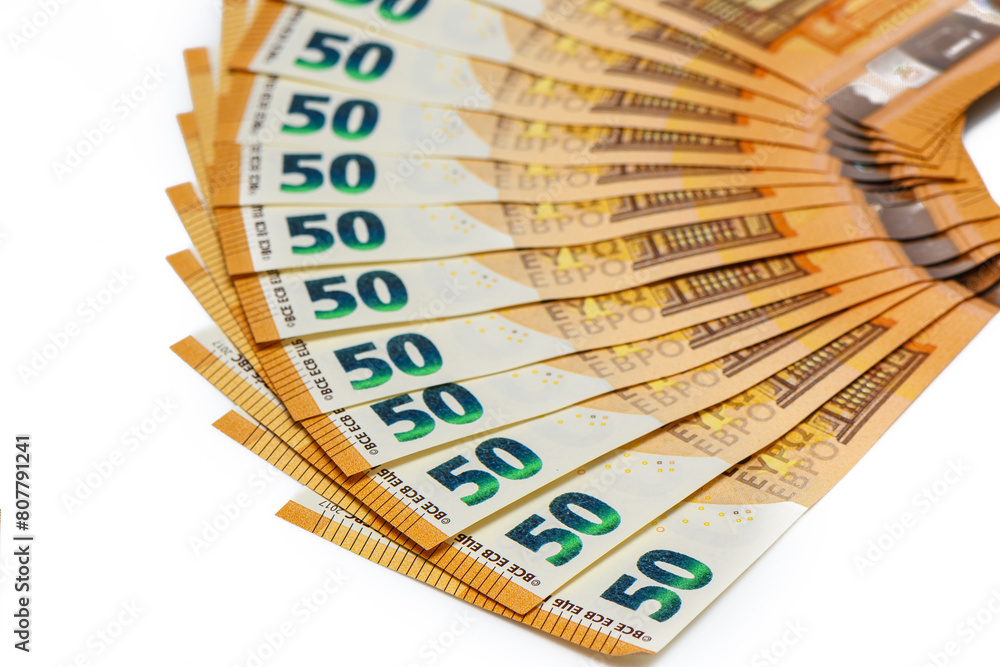 European money cash with 50 euros bills, top view 1 European money cash with 50 euros bills, top view 1