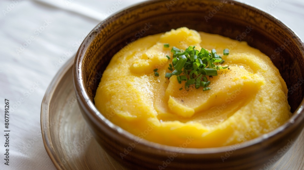 A brown bowl filled with creamy mashed potatoes sits on a wooden table A brown bowl filled with creamy mashed potatoes sits on a wooden table