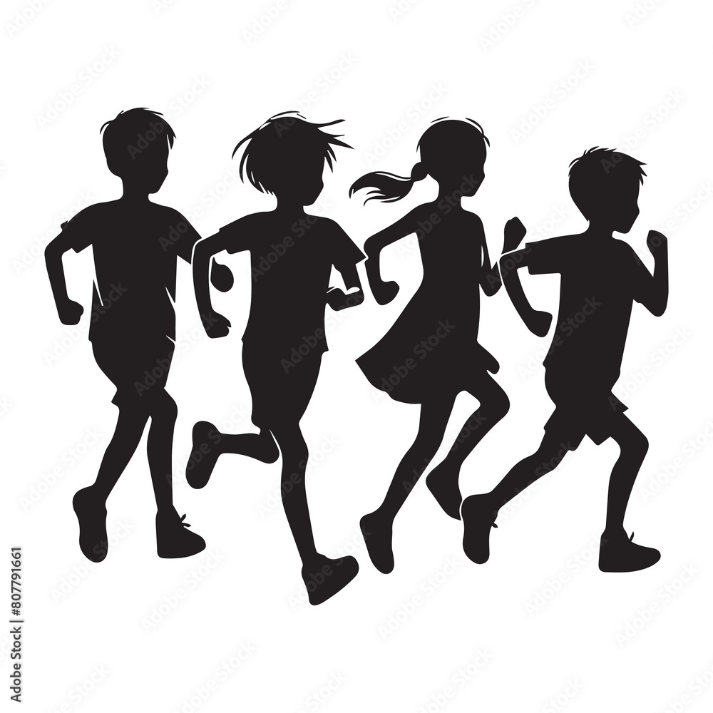 group of runners children vector illustration