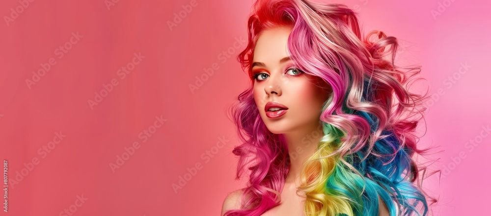 portrait of a girl studio multi-colored hair