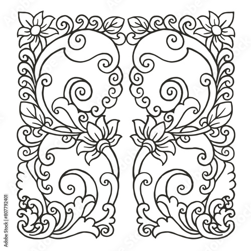 Floral and fauna traditional ornament Hand drawn illustration vector