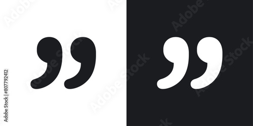 Quotation Marks Icon Set. Visuals for Discussing and Quoting Dialogues. photo