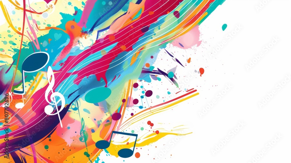 Fototapeta premium Colorful Music Background With Music Notes