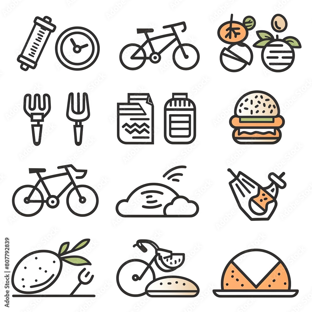 Healthy Lifestyle Line Editable Icons set Vector illustration of modern ...