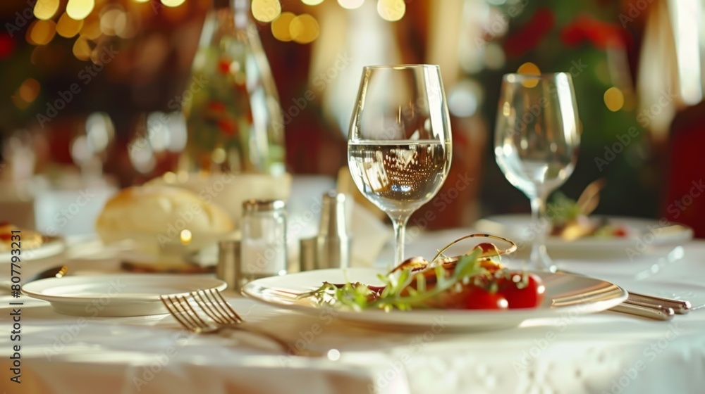 A plate of various Italian food and a glass of wine on a table A plate of various Italian food and a glass of wine on a table