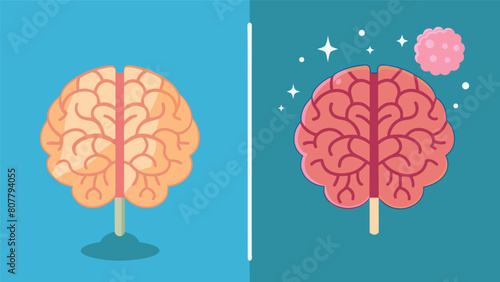 A before and after illustration of a damaged area of the brain demonstrating the restoration that can occur with ketamine treatment..