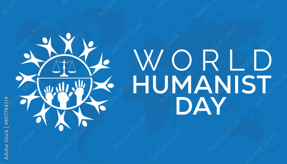 Fototapeta premium World Humanist Day observed every year in June. Template for background, banner, card, poster with text inscription.