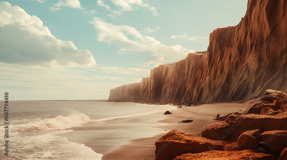 red clay cliffs along the coast