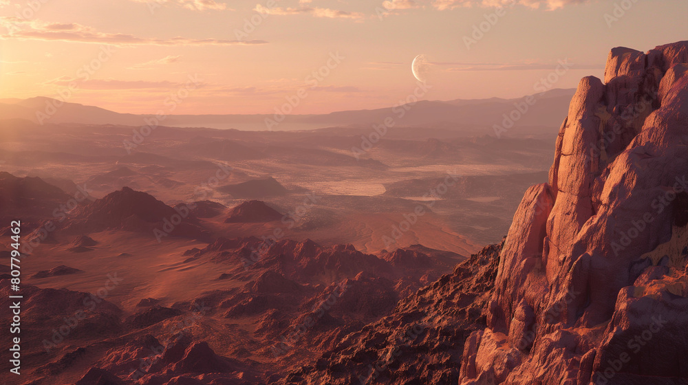 Vast red land seen from the mountain