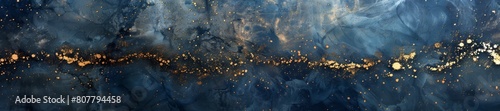 Ethereal Blue Marble Texture with Gold Flecks - Abstract Art Background