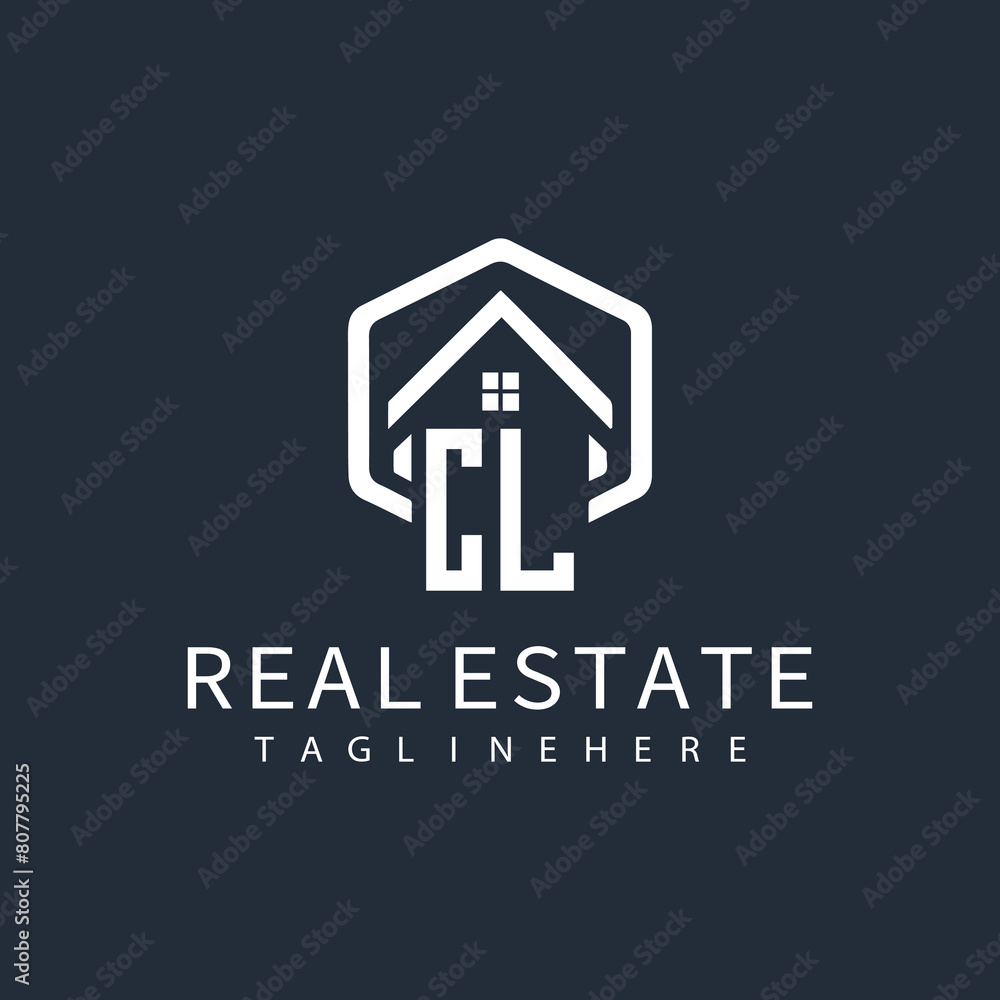 CL initial monogram logo for real estate with home shape creative design. CL initial monogram logo for real estate with home shape creative design.