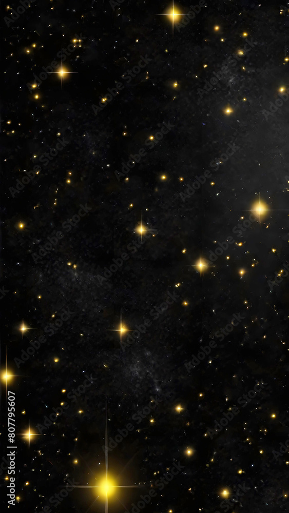 Obraz premium Starry Dark Night Sky with Golden Stars phone wallpaper background