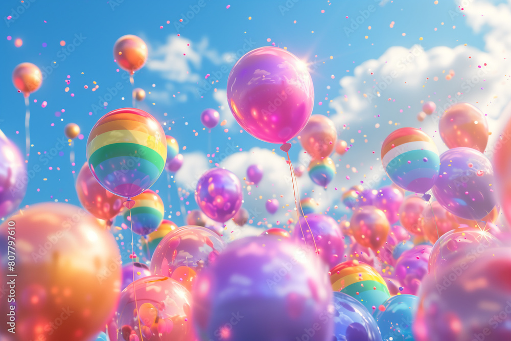 Pride concept, Pride festival, Pride Month flag and rainbow, 3D illustration Pride concept, Pride festival, Pride Month flag and rainbow, 3D illustration