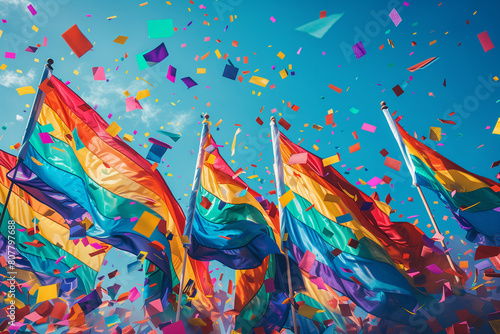 Pride concept, Pride festival, Pride Month flag and rainbow, 3D illustration