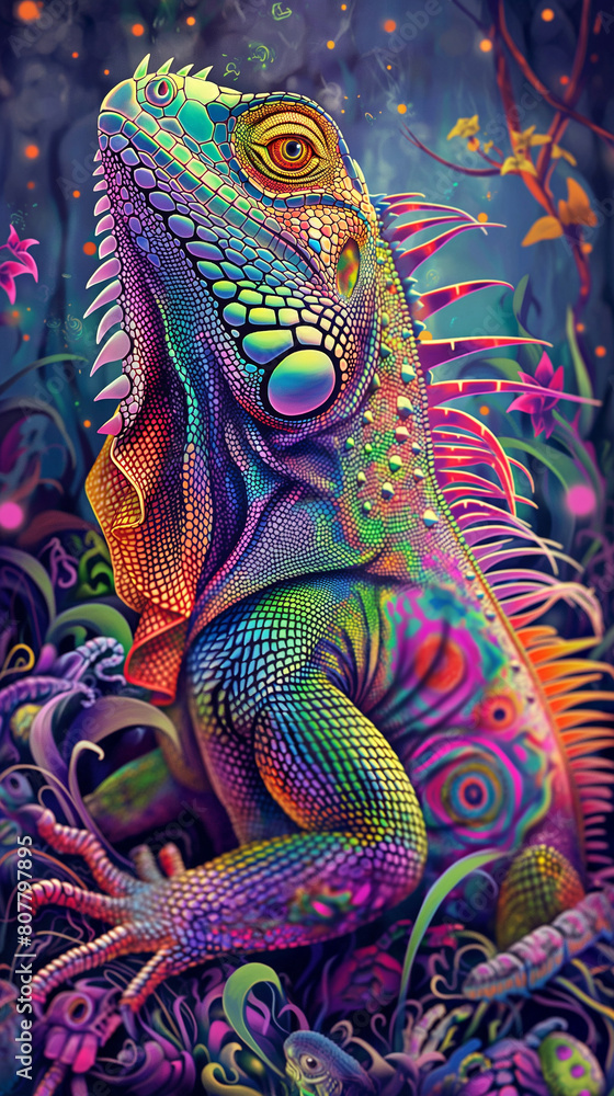 Obraz premium colorful iguana on Abstract background 